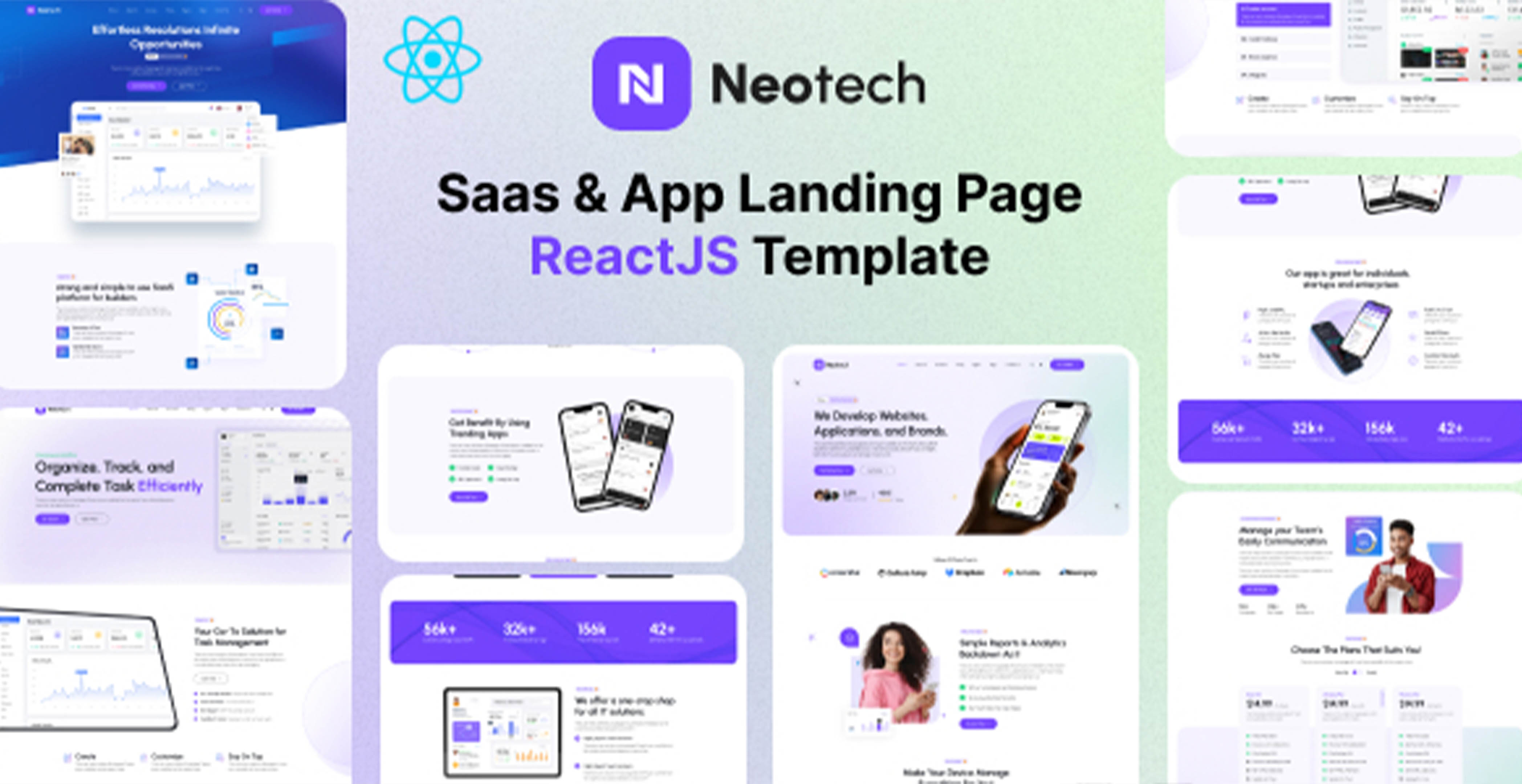 Niotech - Modèle de page de destination Saas et d’application ReactJs