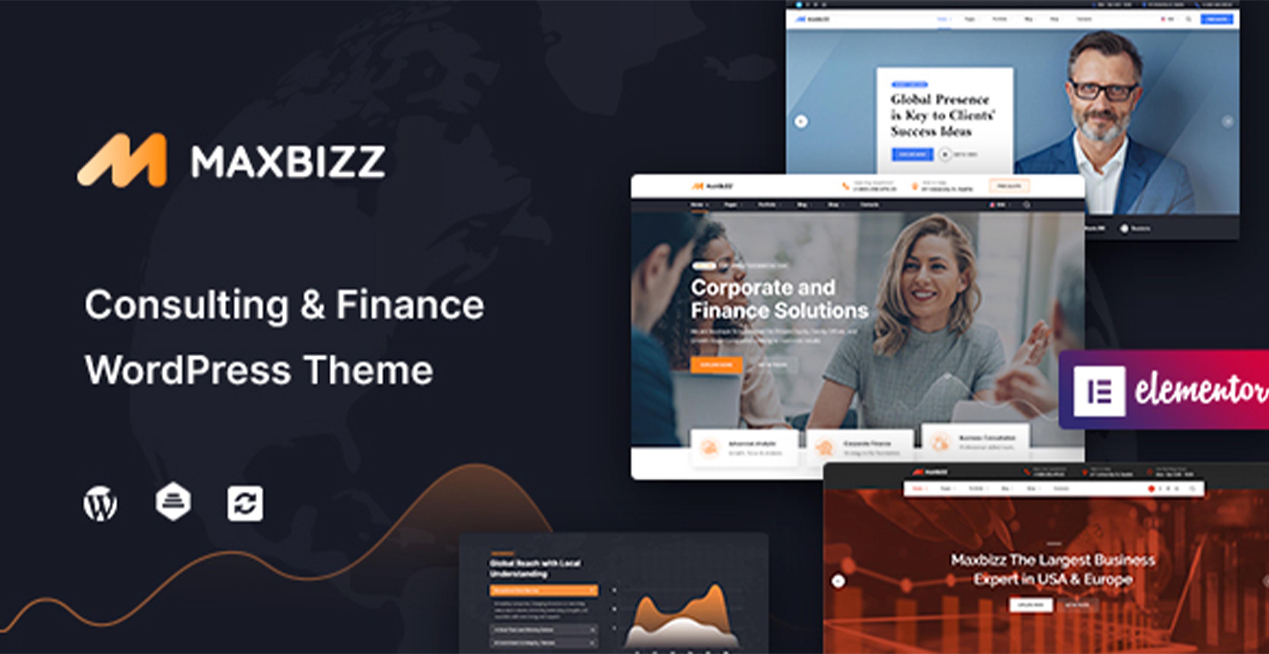 Maxbizz - Thème WordPress Elementor pour le conseil et la finance