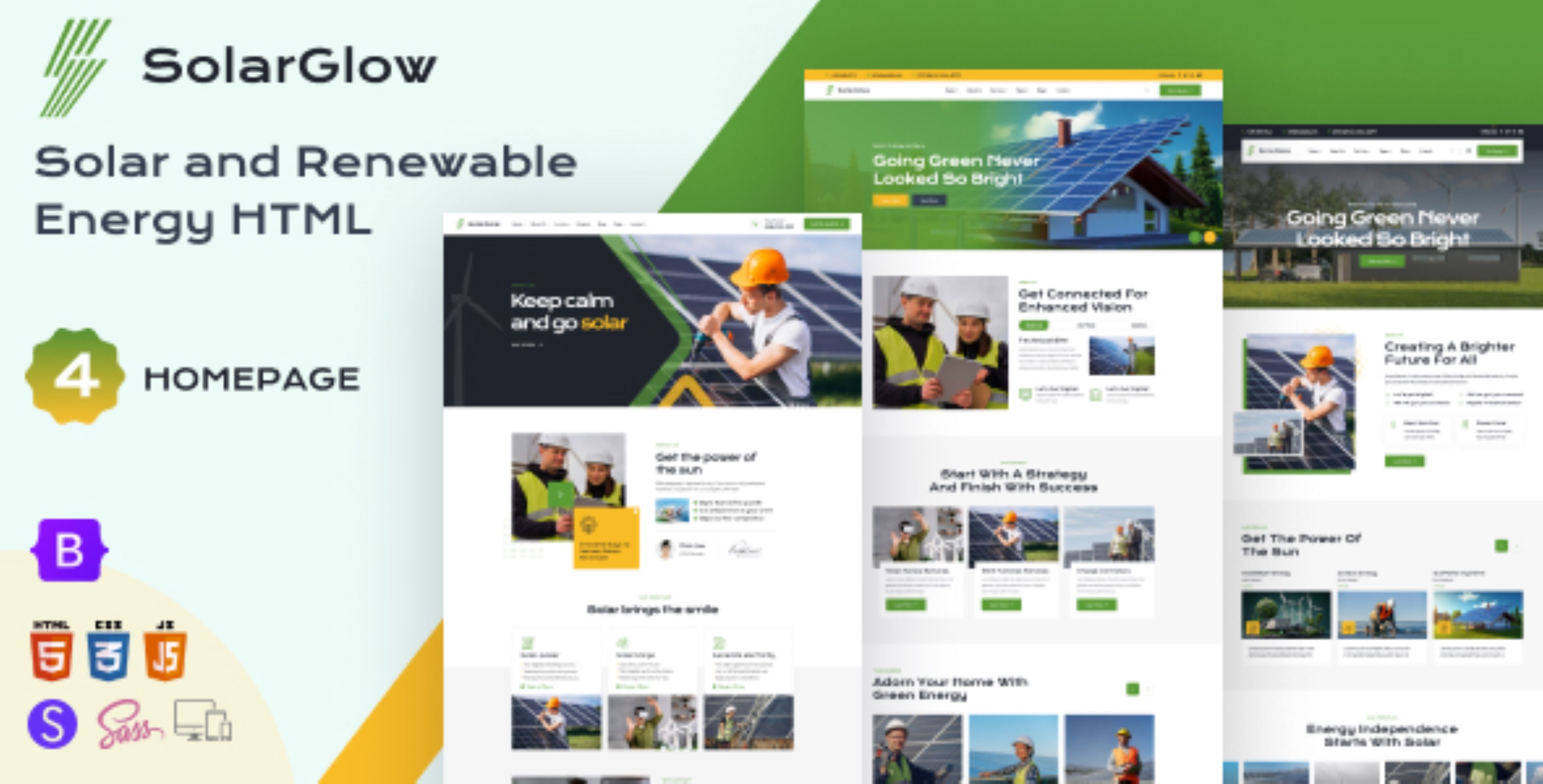 Solarglow - Modèle HTML pour l'énergie solaire et renouvelable