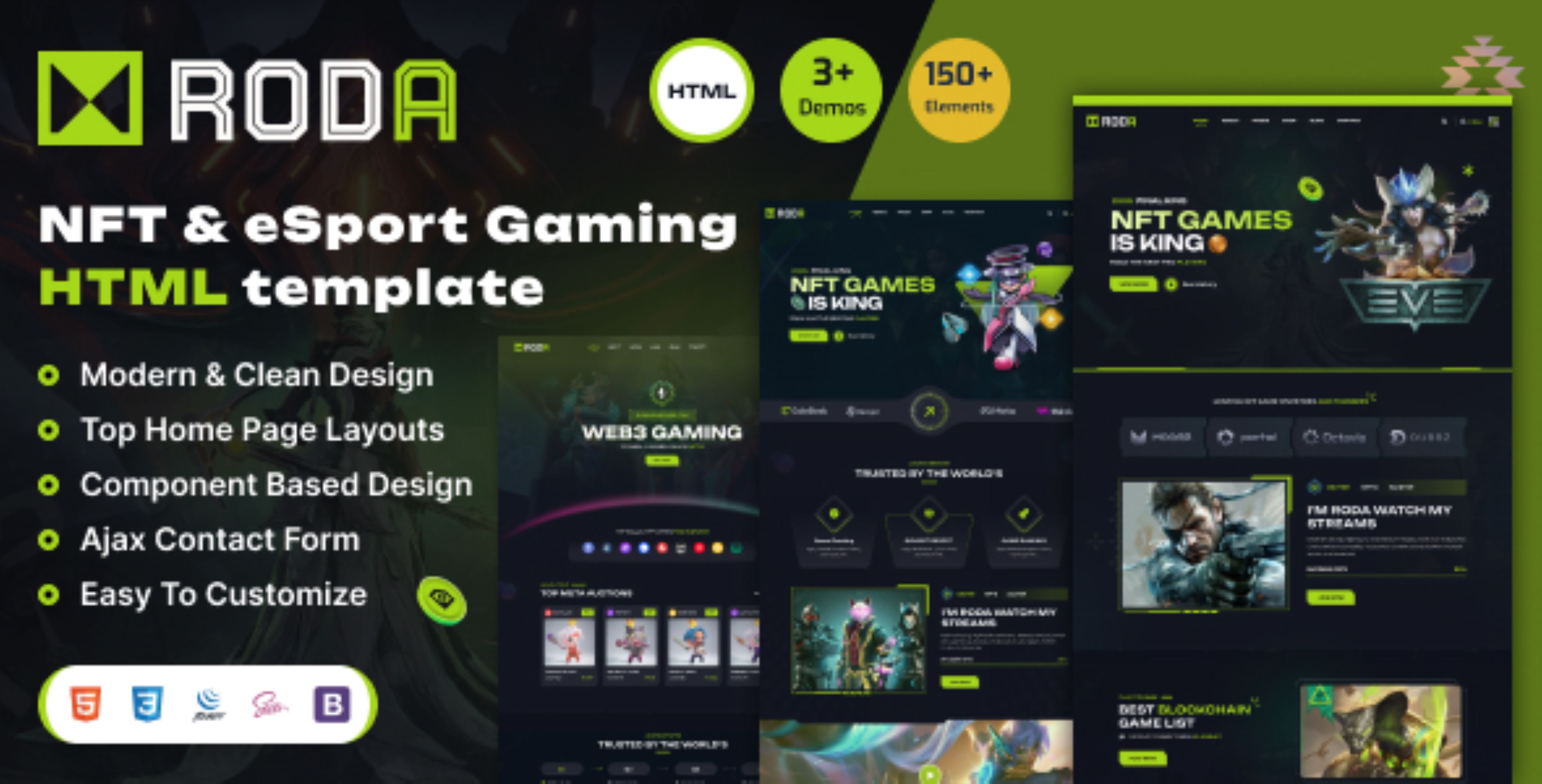 Roda - Modèle HTML NFT pour les jeux et le commerce électronique