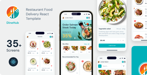 DineHub - Application mobile React pour la livraison de nourriture au restaurant | PWA