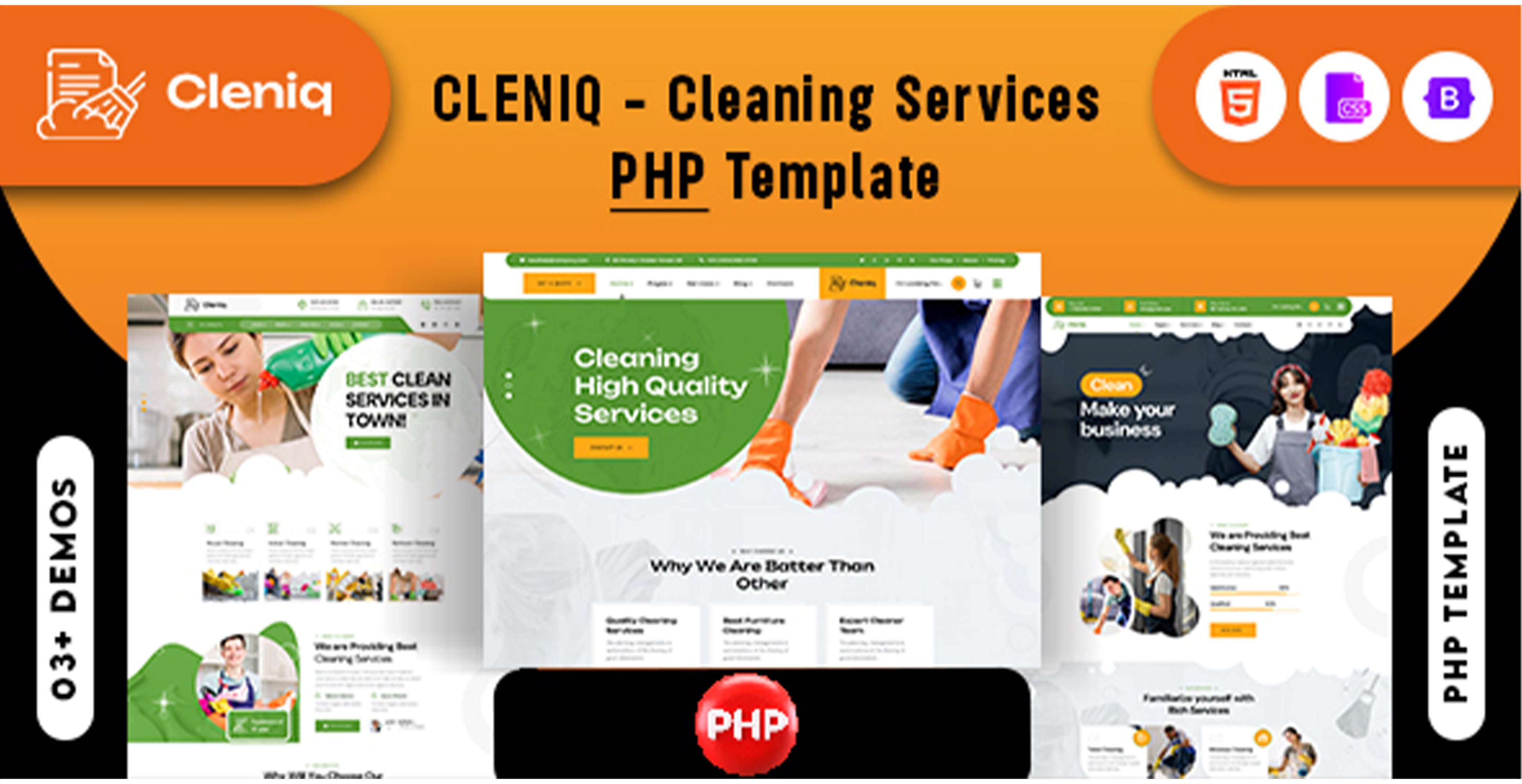 Cleniq - Services de nettoyage Modèle PHP