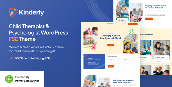 Kinderly  Thème WordPress FSE pour thérapeute et psychologue pour enfants