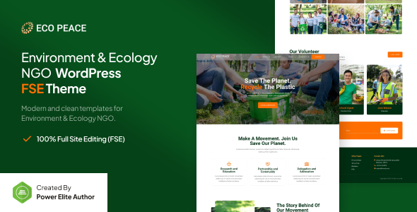EcoPeace – Thème WordPress FSE pour ONG Environnement et Écologie