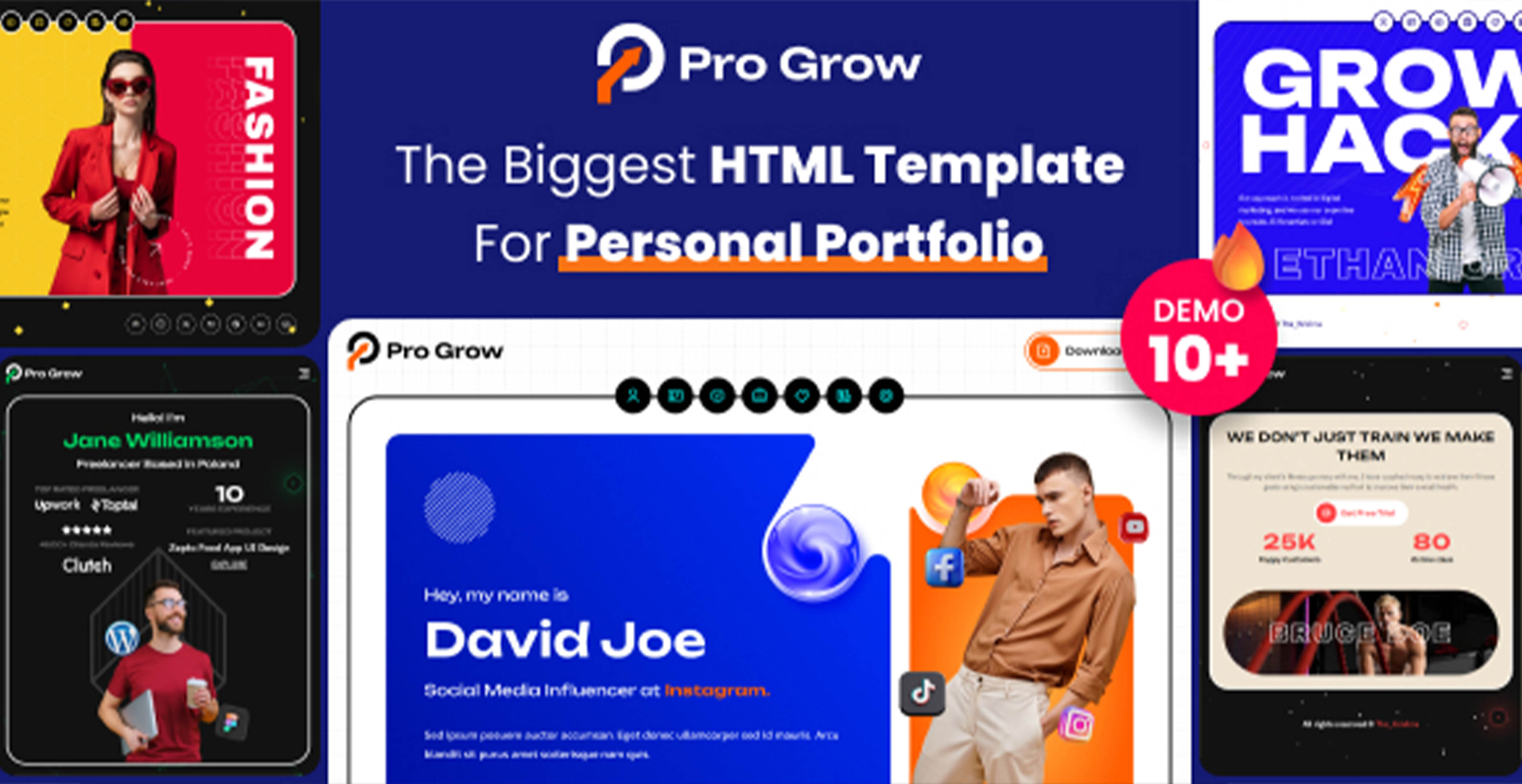 Modèle HTML de CV de portfolio personnel - Pro Grow