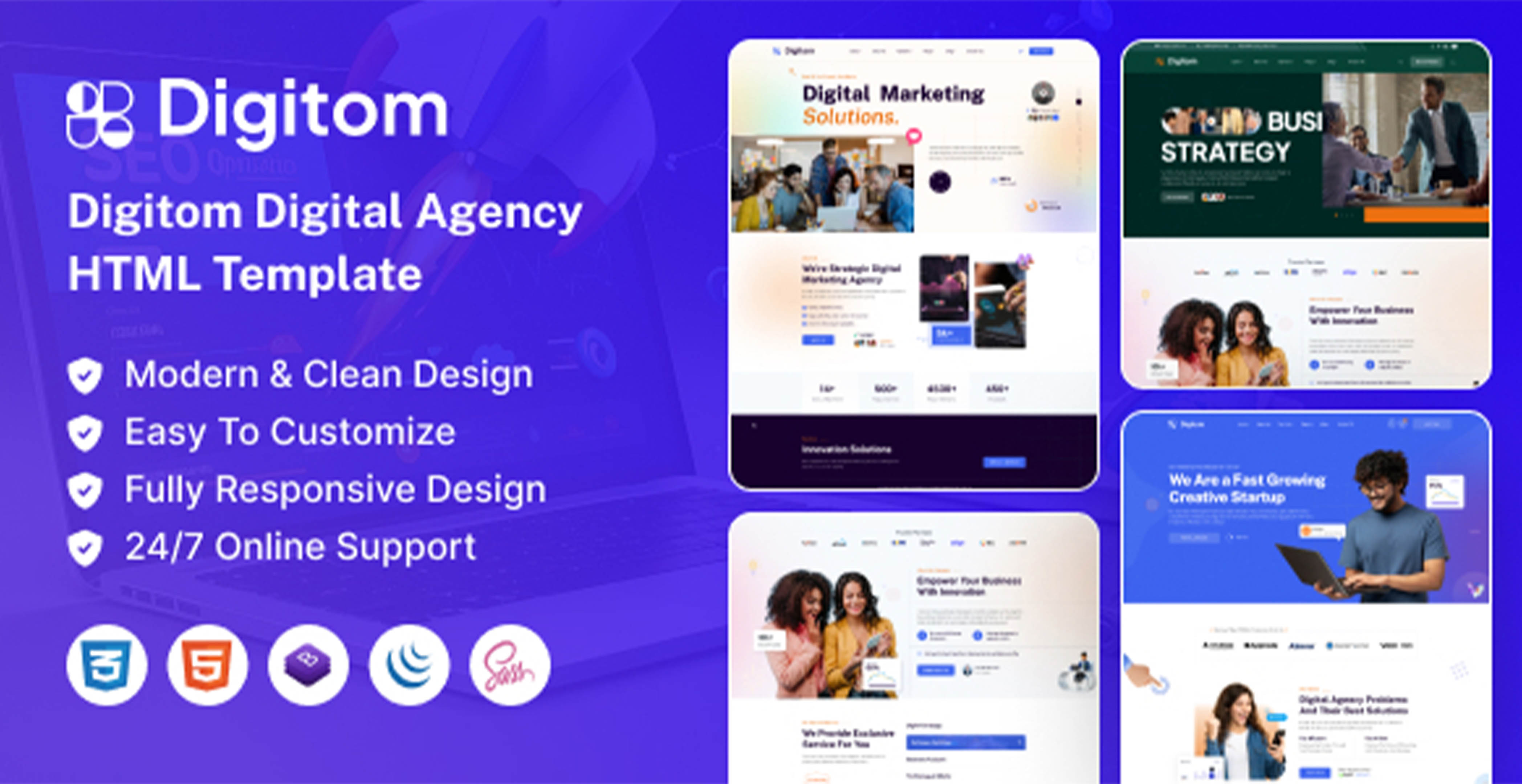 Digitom - Modèle HTML d’agence numérique créative