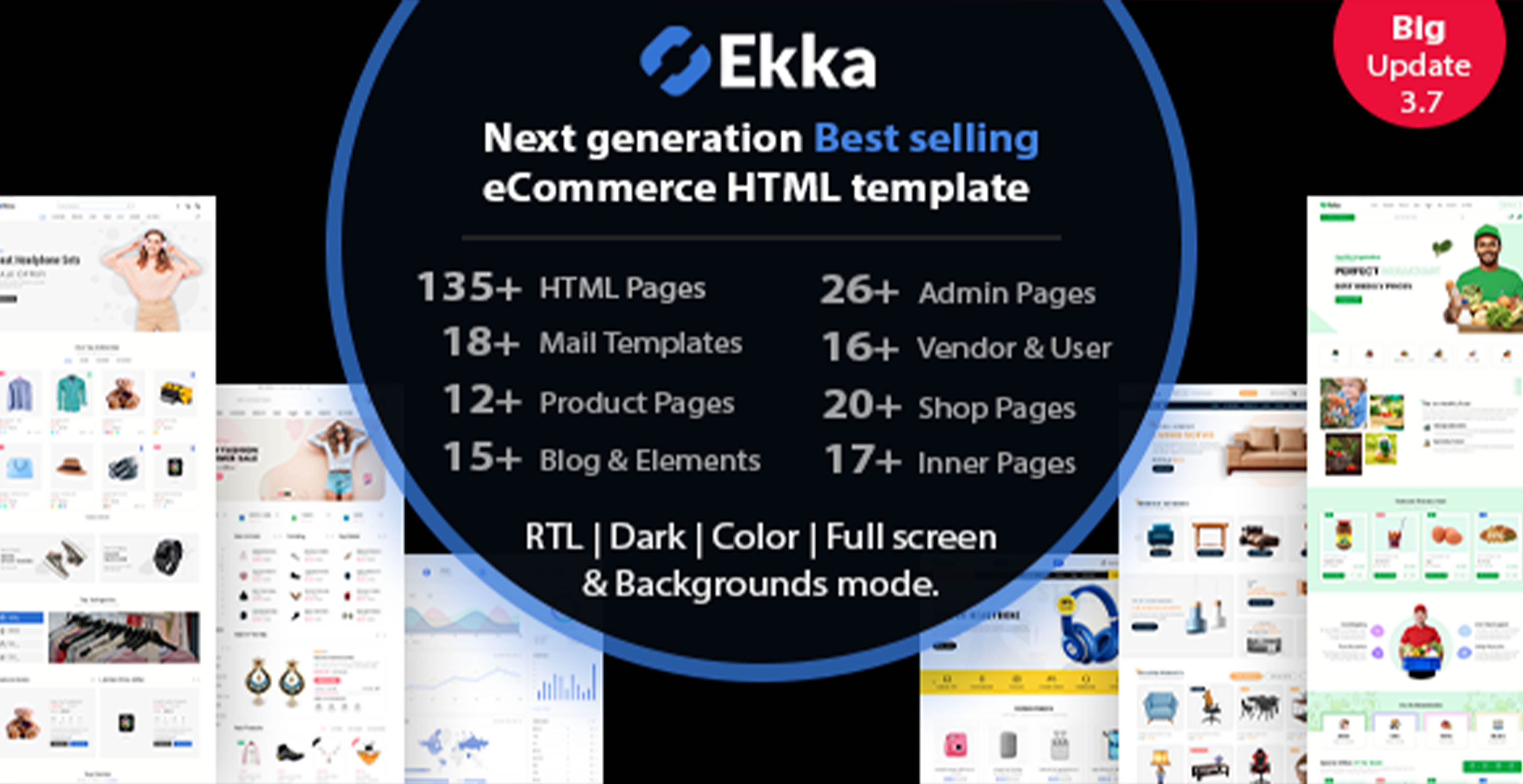 ekka - Modèle HTML de commerce électronique et tableau de bord d’administration