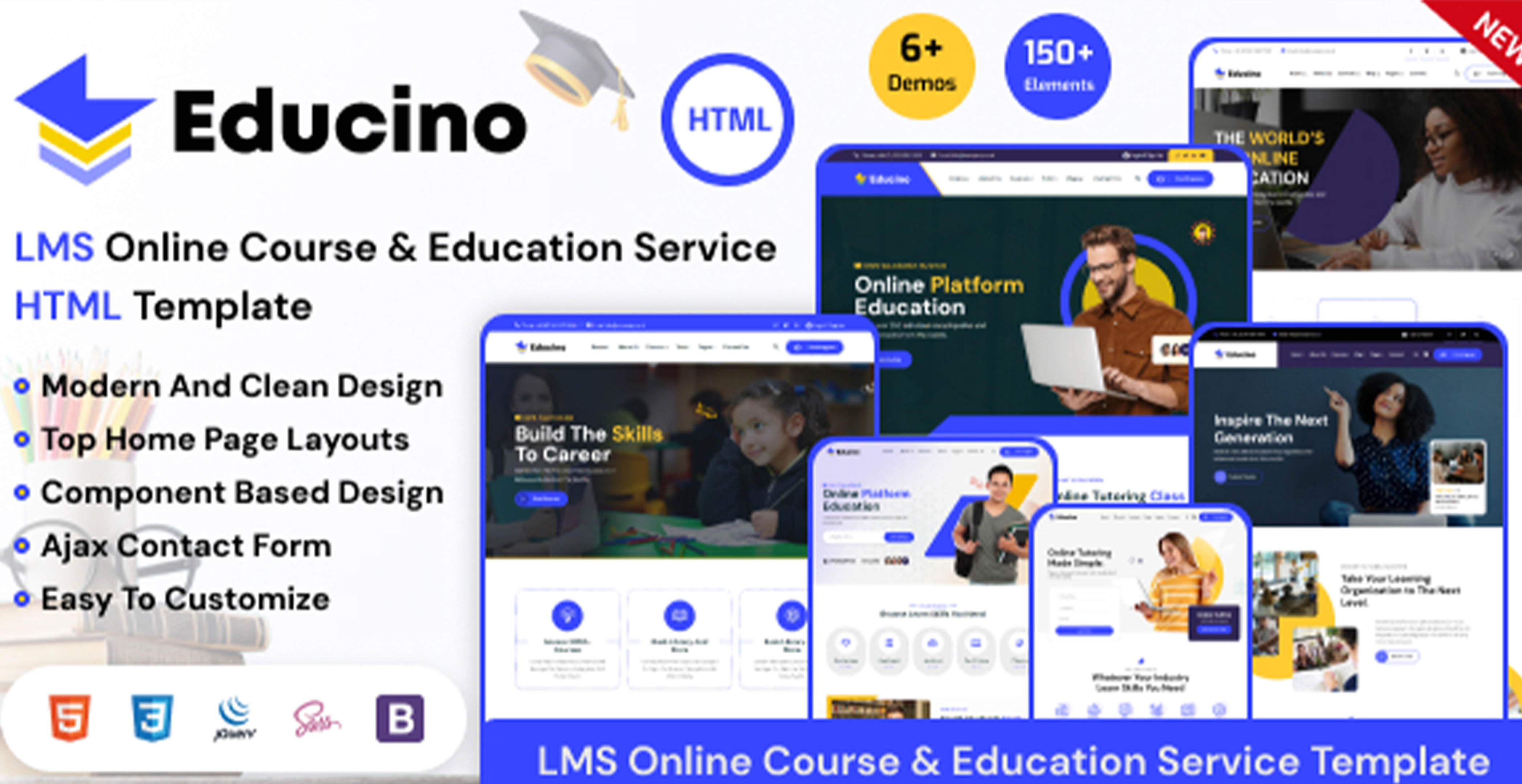 Educino - Modèle HTML de cours et de service d’éducation pour enseignants