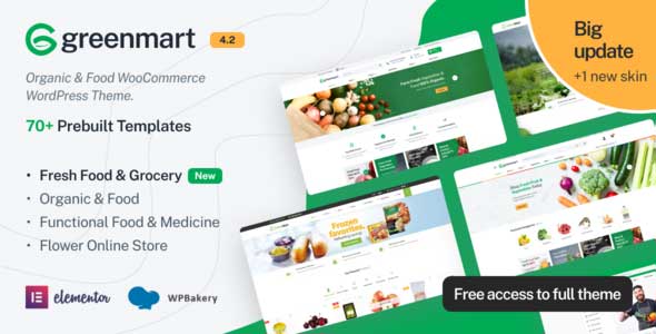 GreenMart Thème WordPress WooCommerce biologique et alimentaire