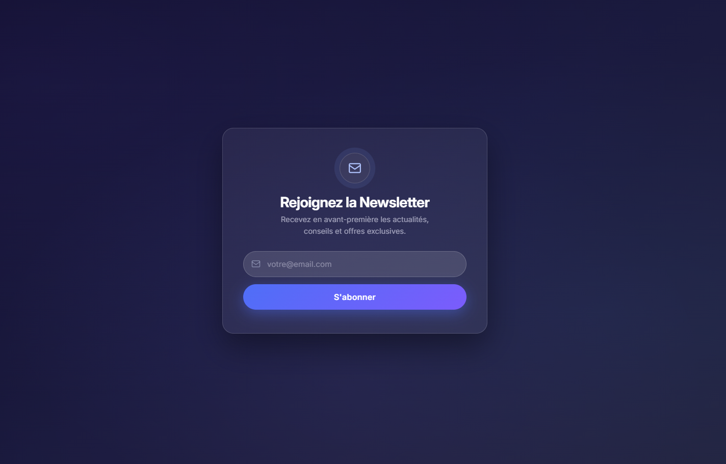 Modern Subscribe Form UI HTML CSS JavaScript