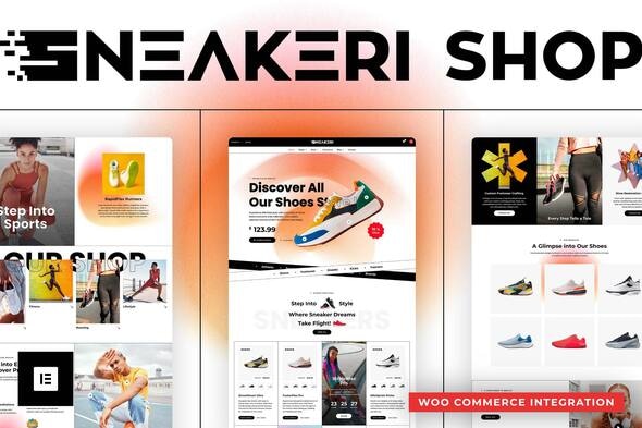Sneakeri Kit de modèle Elementor Pro pour boutique de chaussures de sport