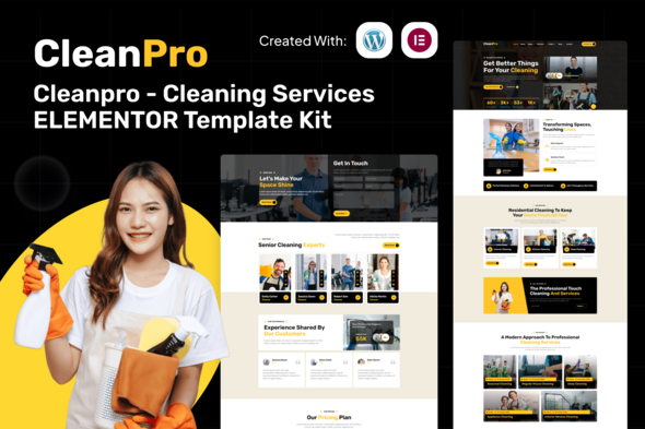 Cleanpro Kit de modèles Elementor pour services de nettoyage