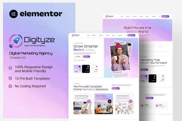 Digityze Kit de modèles Elementor pour agence de marketing digital