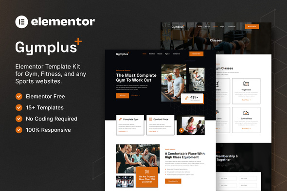 Gymplus Kit de modèles Elementor pour salle de sport et fitness