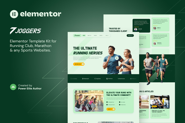 Joggers Kit de modèle Elementor pour club de course à pied et événements sportifs (marathon)