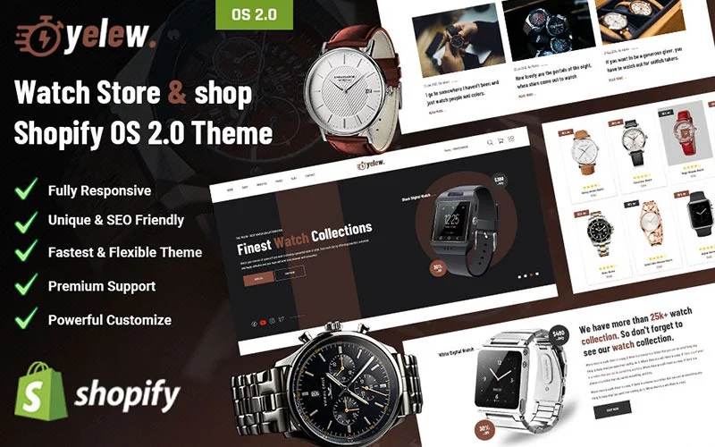 Yelew - Thème Shopify OS 2.0 de la boutique de montres
