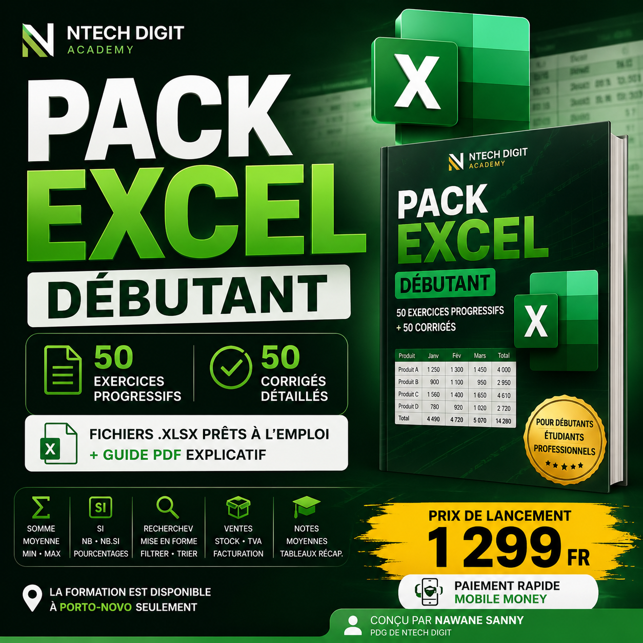 Pack Excel Débutant 50 Exercices et 50 Corrigés
